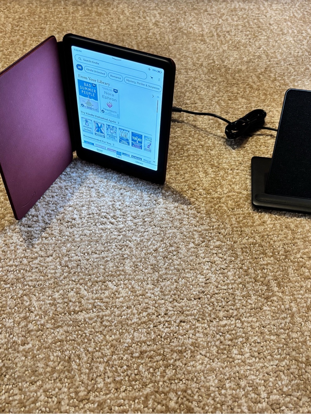 Amazon eReader with Purple Folio Cover